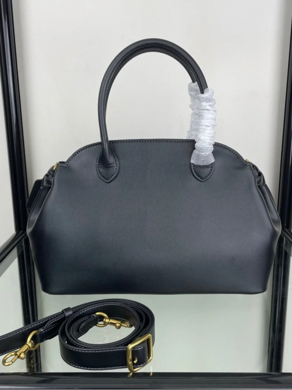 Coach Black Leather Satchel with Gold Hardware - Picture 7 of 7